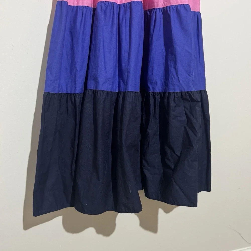 Anthropologie Farm Rio Tiered Colorblocked Maxi Dress Puff Sleeve‎ XS $230 NWT